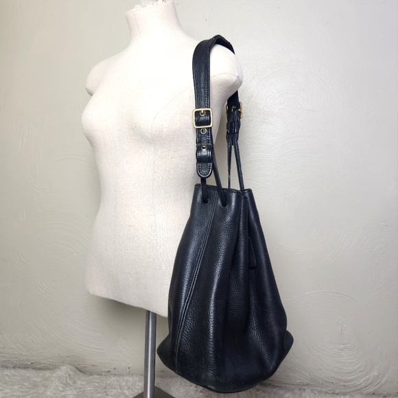 Vintage Coach Legacy leather bucket bag tote draw string shoulder purse BLACK - Picture 3 of 15